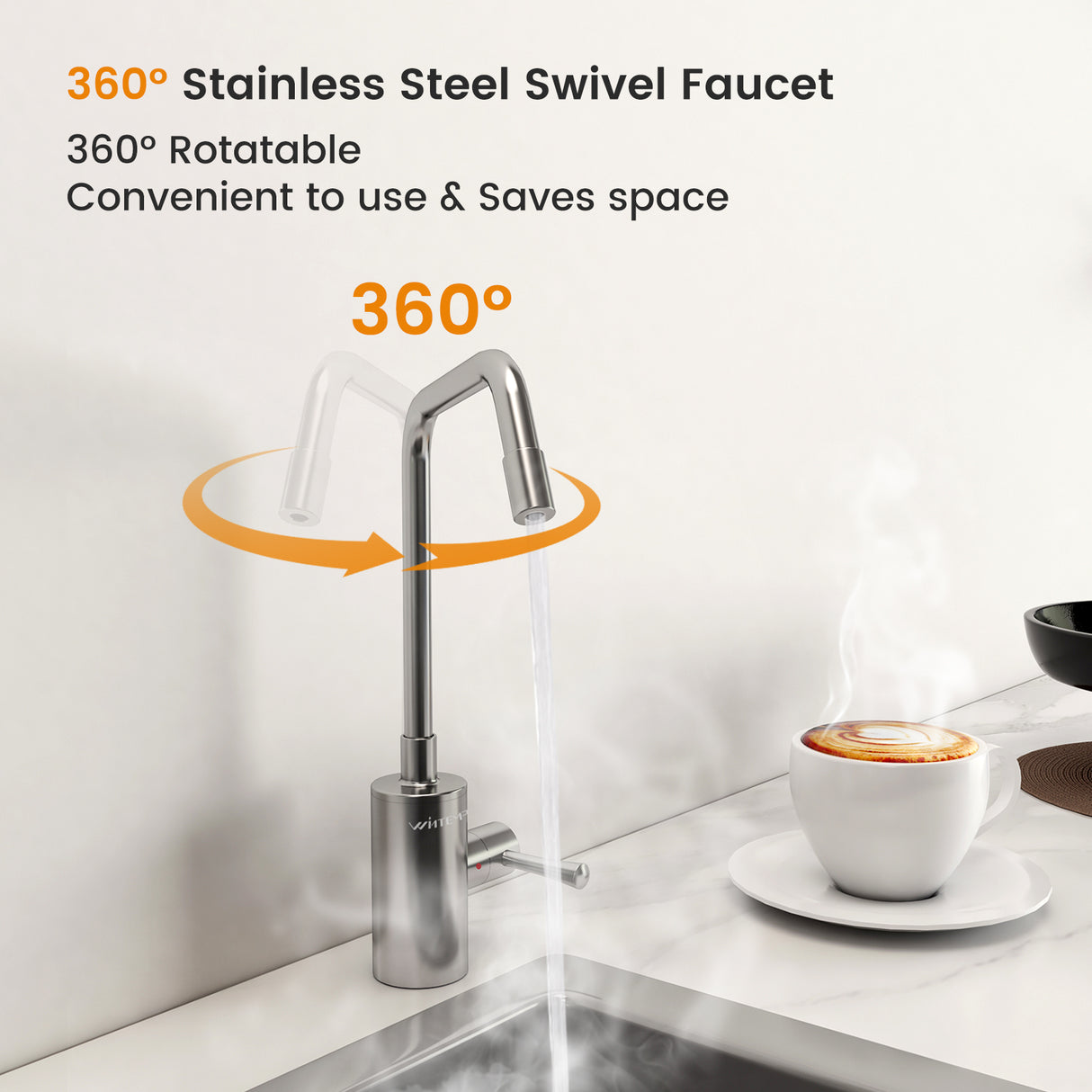 WINTEMP Instant Hot Water Dispenser — 208°F Compact Under-Sink Unit with Wi-Fi Smart Control & Child-Lock Hot-Only Faucet